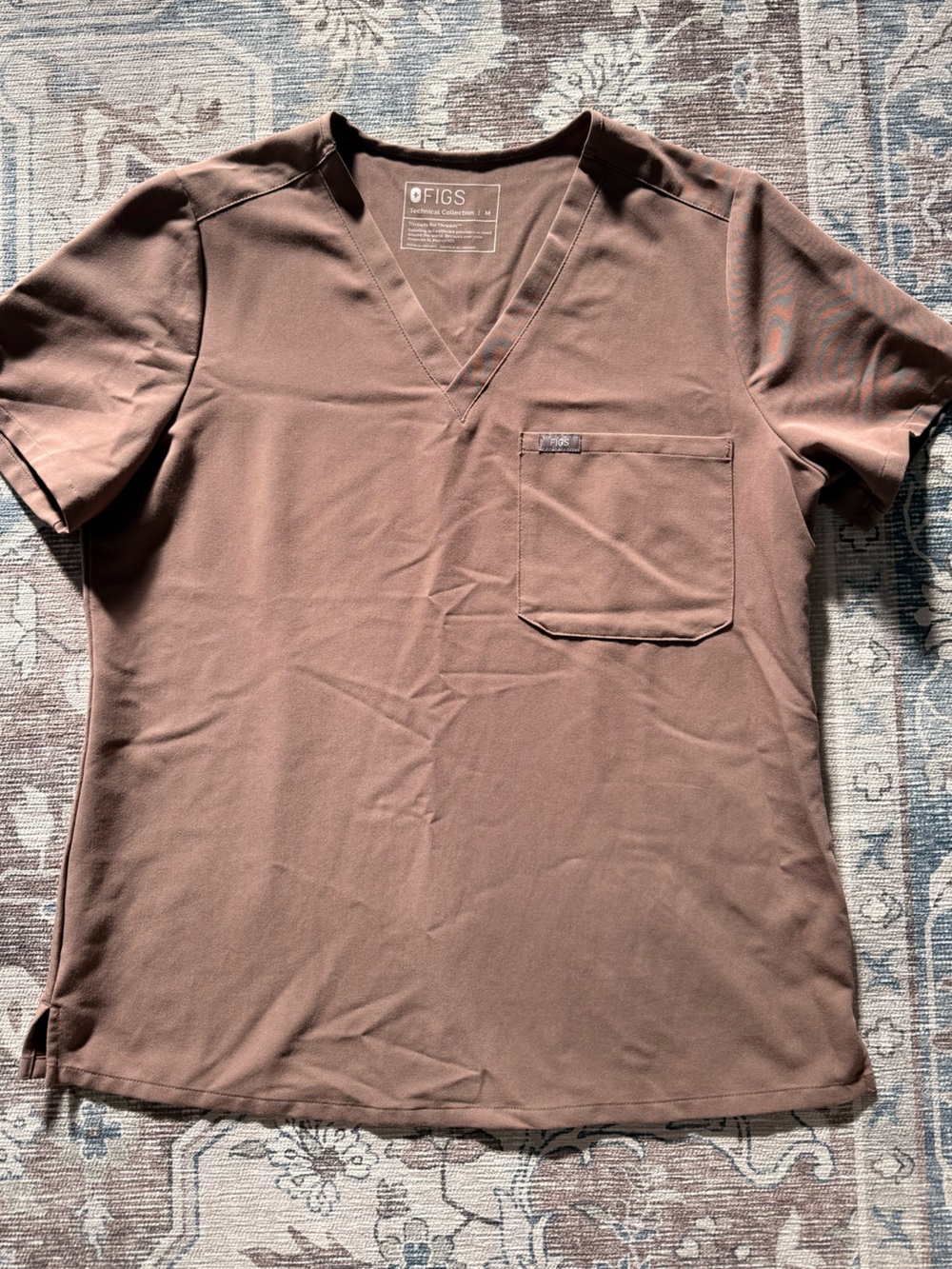 Figs Smokey Taupe Catarina Scrub Top Medium
